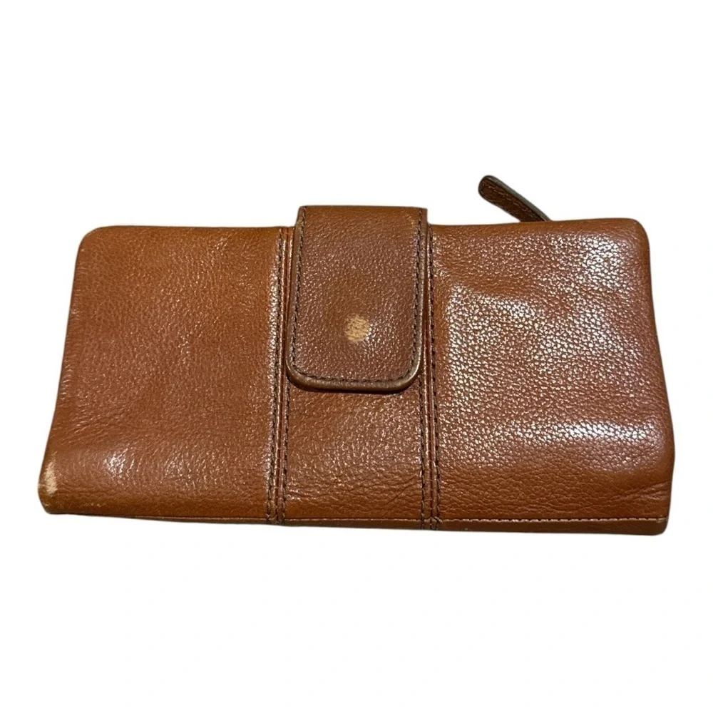 FOSSIL Brown Leather Wallet with Textured Finish